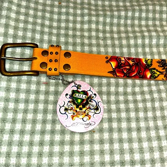 Ed Hardy | Accessories | Ed Hardy Leather Belt Tigerroses  display picture 1